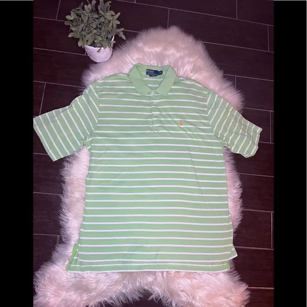 Polo Ralph Lauren limegreen/white striped short sleeved polo sz XL